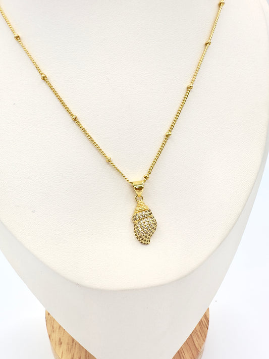 Collar Concha Marina Texturizada - Baño de Oro 18k