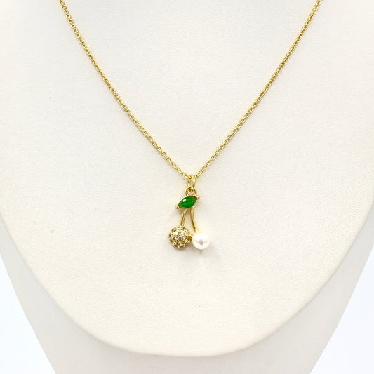 Collar Cerezas perladas - Baño de Oro 18k