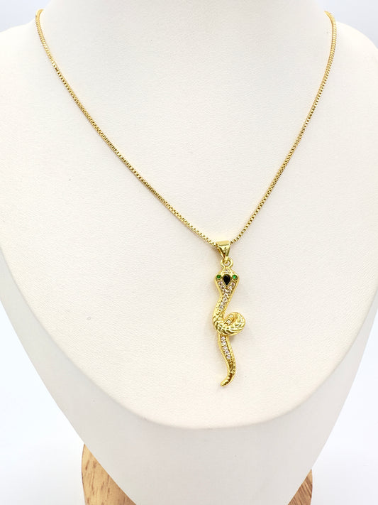 Collar Serpiente con Circones - Baño de Oro 18k