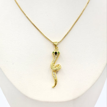 Collar Serpiente con Circones - Baño de Oro 18k