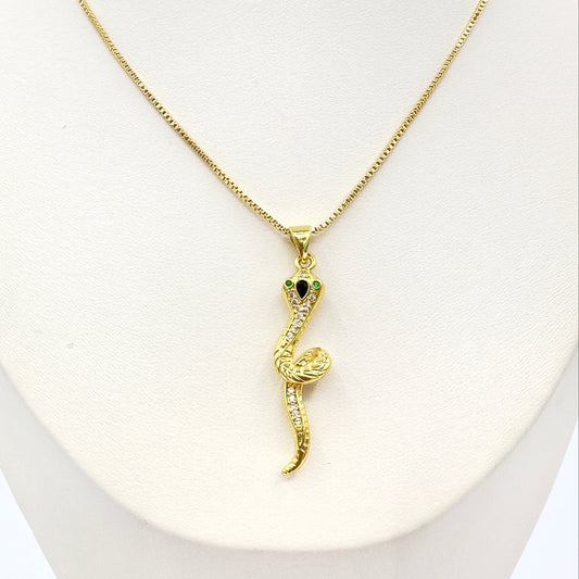 Collar Serpiente con Circones - Baño de Oro 18k