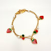 Pulsera Fresas y perlas - Enchape de Oro 18k