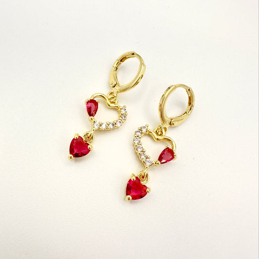 Aros Corazón Doble Red - Baño de Oro 18k