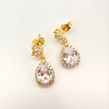 Pendientes Gota Brillante - Baño de Oro 18k