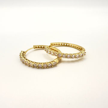 Argollas con circones - Baño de Oro 18k