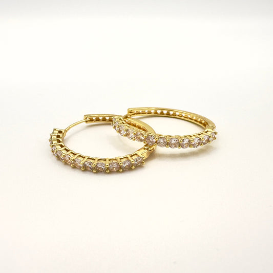 Argollas con circones - Baño de Oro 18k