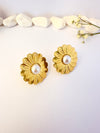 Pendientes flor vintage con perla -  Enchape de Oro 18k
