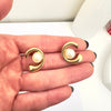 Aros Perla Halo - Enchape de Oro 18k