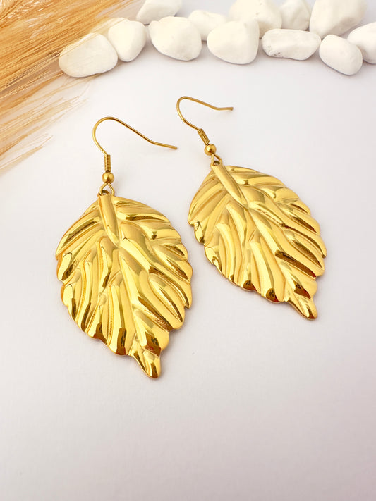 Pendientes Hoja Dorada