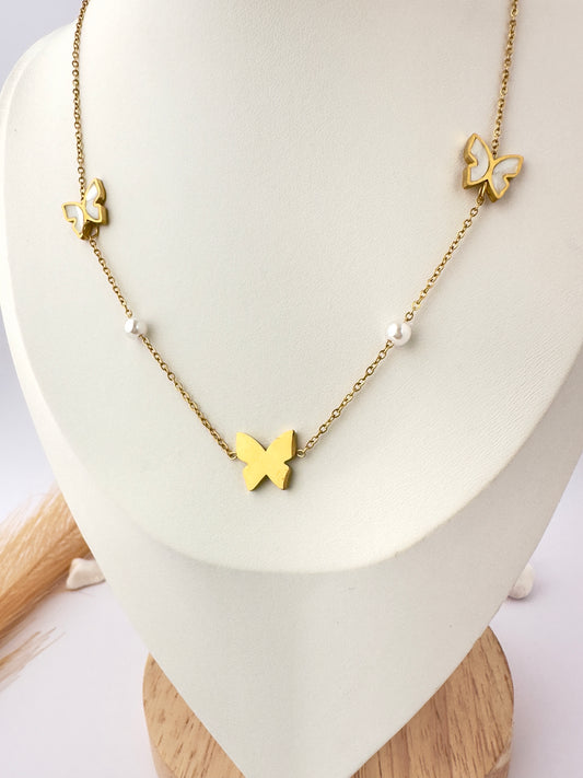 Collar Mariposas y Perlas