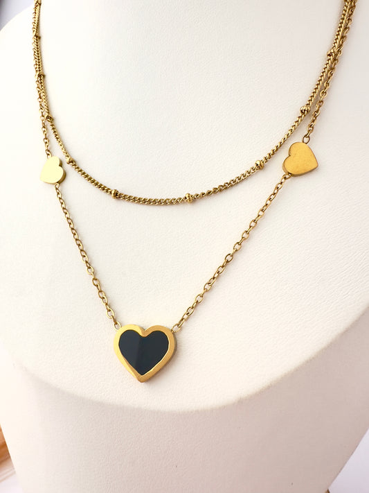 Collar Doble con Dije de Corazón