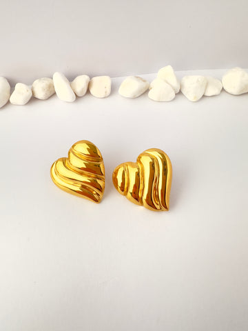 Aros Dorados Corazón Wave