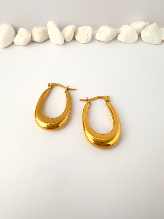 Argollas Oro Drop Curve - Enchape Oro 18k