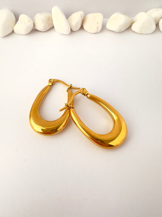 Argollas Oro Drop Curve - Enchape Oro 18k