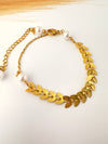 Pulsera Hojas de Perla - Enchape de Oro 18k - 16+5cm