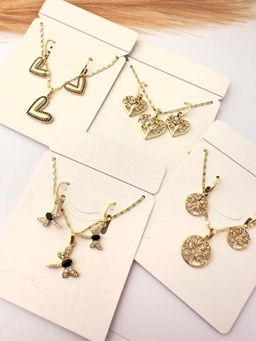 Lote Signo de Vida – 4 Conjuntos bañados en oro 18k con símbolos naturales y emocionales