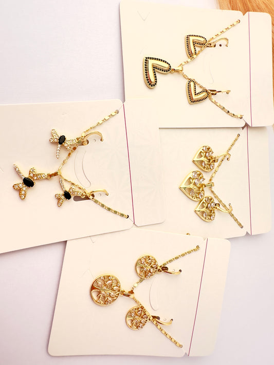 Lote Signo de Vida – 4 Conjuntos bañados en oro 18k con símbolos naturales y emocionales