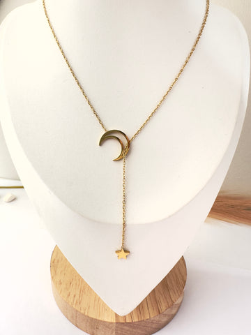 ✨ Collar Luna & Estrella Oro - 50cm