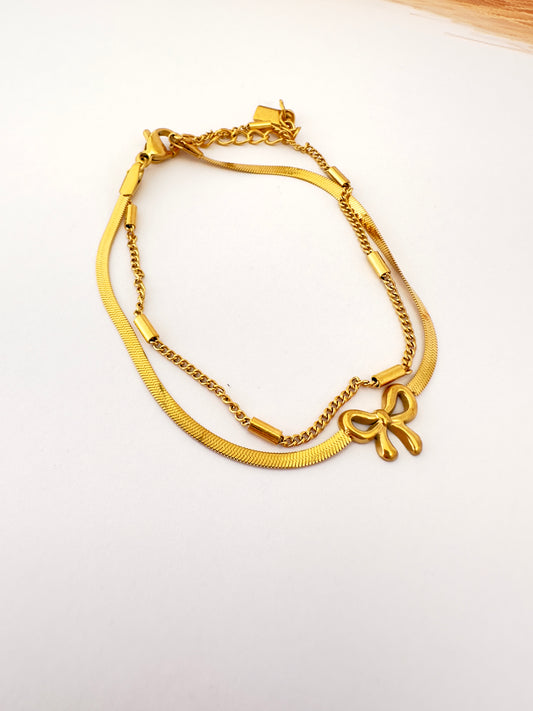 Pulsera Doble Lazo Dorado Chic