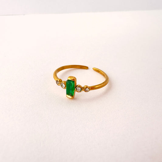 🟢 Anillo esmeralda Aurora - Ajustable