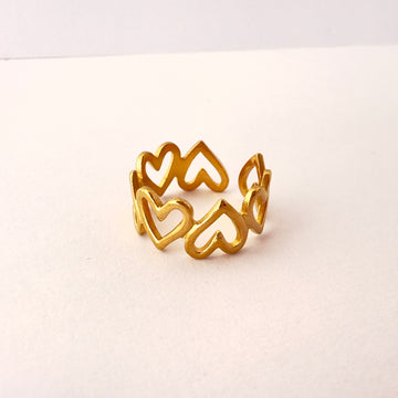 Anillo de Corazones Gold - Ajustable