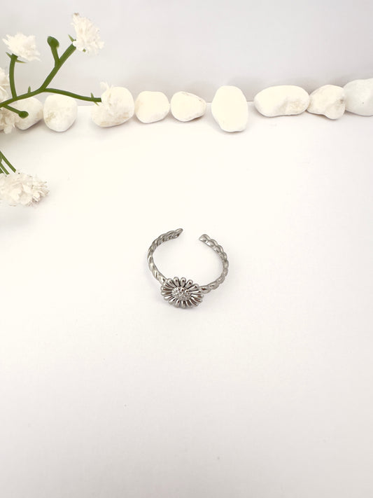Anillo Girasol plateado- Ajustable