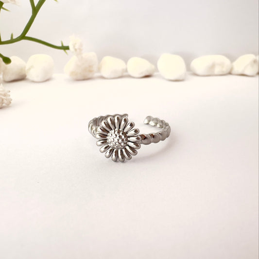 Anillo Girasol plateado- Ajustable