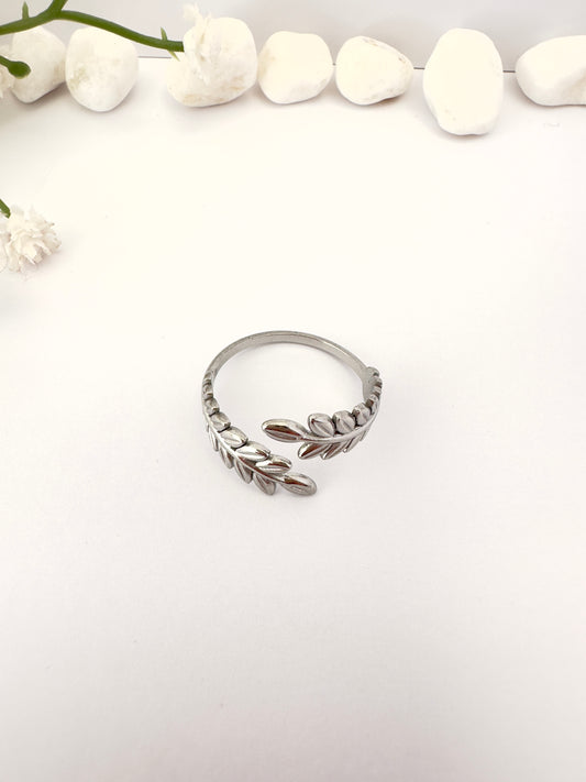 Anillo Doble Rama Plateada - Ajustable