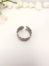 Anillo Hojas plateadas pulidas  - Ajustable