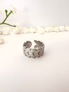 Anillo Hojas plateadas pulidas  - Ajustable