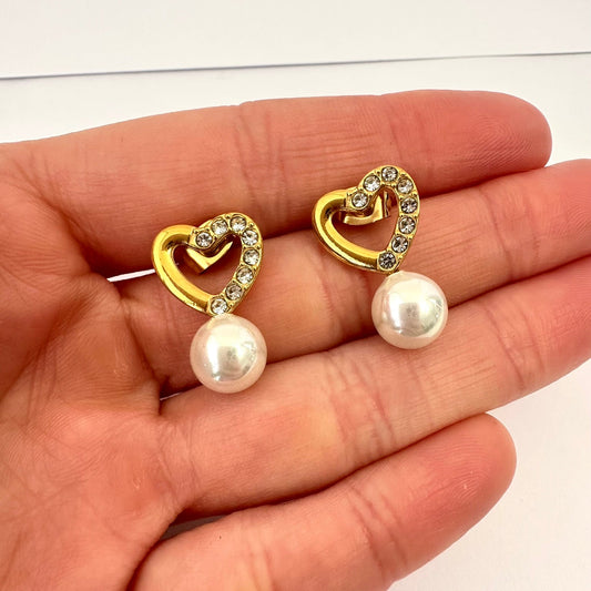 Pendientes de Corazón perlados