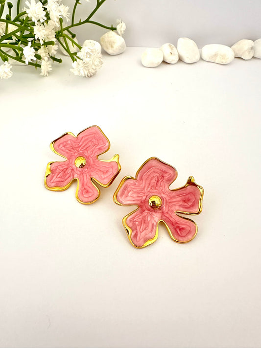 Pendientes Flor Rosa Gold