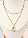 Collar Doble Corazón Nacarado - Enchape de Oro 18k