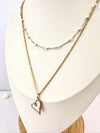 Collar Doble Corazón Nacarado - Enchape de Oro 18k