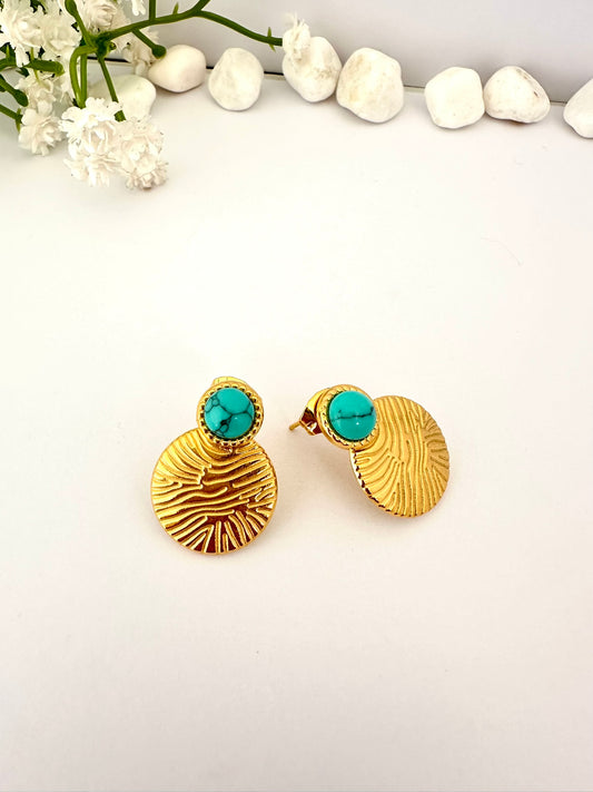 Pendientes Oro con Piedra Turquesa