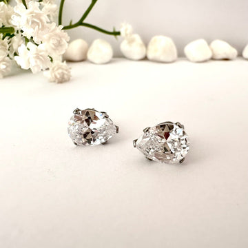 Pendientes Lágrima Cristal Plateados