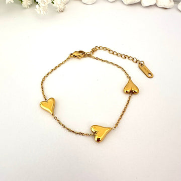 Pulsera Tres Corazones Gold
