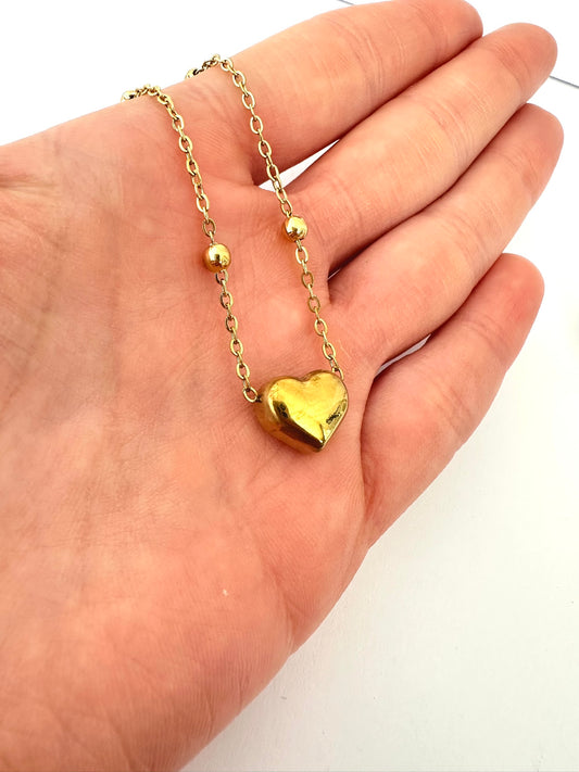 💛 Collar corazón liso Oro