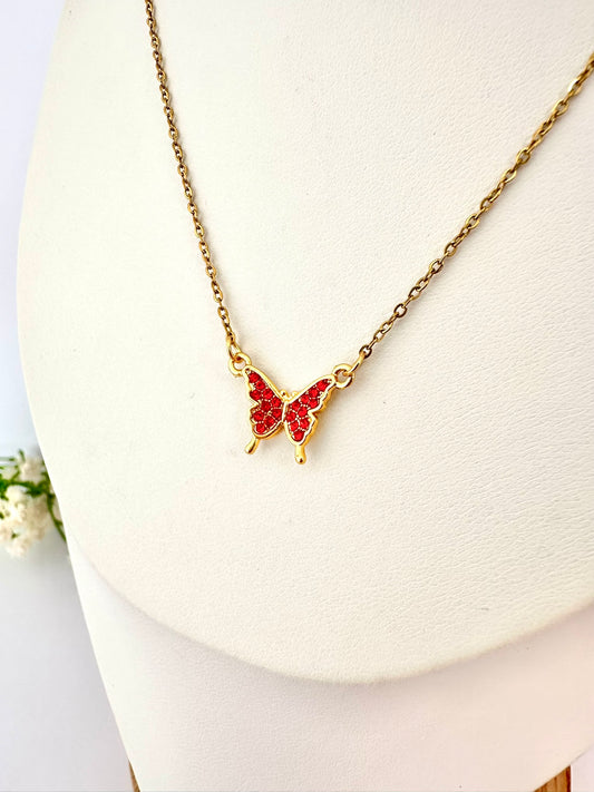 Collar Mariposa Roja con Circonias
