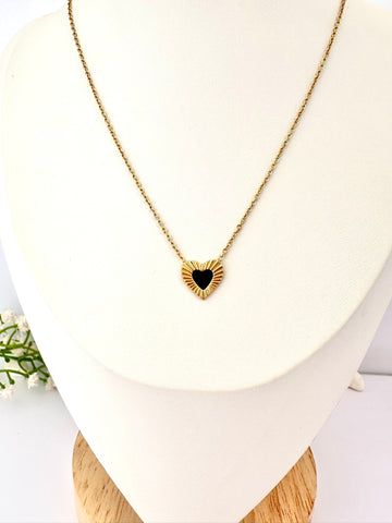 Collar Corazón Negro Oro