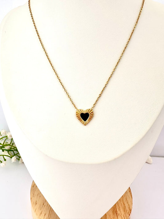 Collar Corazón Negro Oro