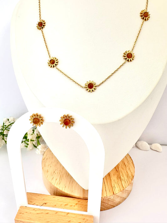 Conjunto Flor de Ámbar y Oro