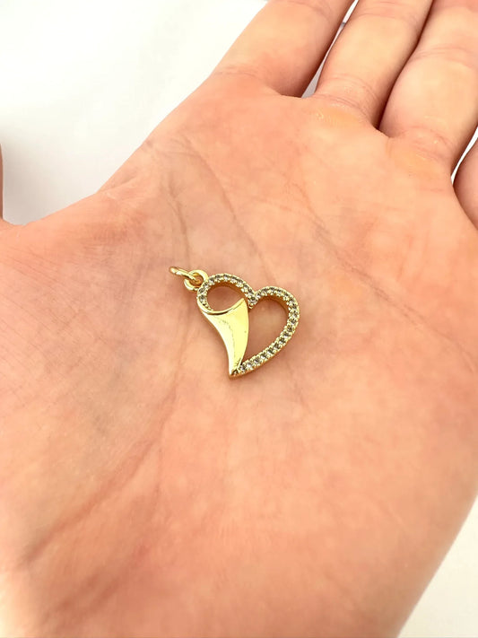Dije Corazón Abierto con Circones – 1,8 cm - Baño de Oro - Glamora