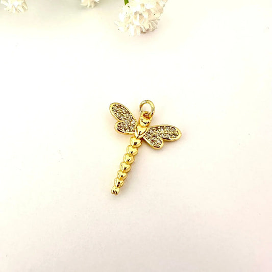 Dije Libélula con Circones – 2,5 cm - Baño de Oro - Glamora