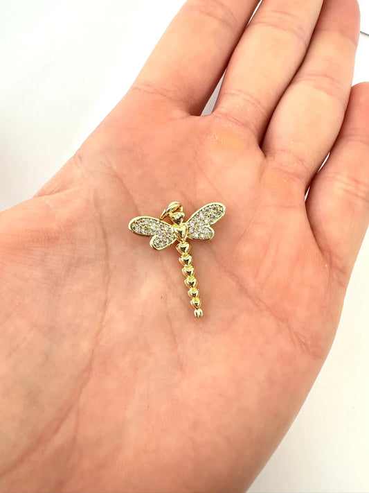 Dije Libélula con Circones – 2,5 cm - Baño de Oro - Glamora