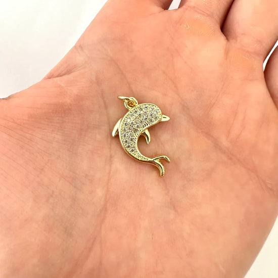 Dije Delfín Microcircones – 2 cm - Baño de Oro - Glamora