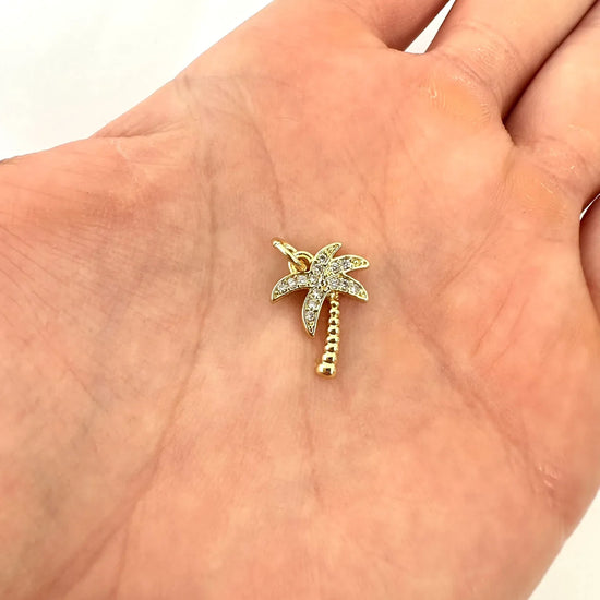 Dije Palmera con Circones – 1,5 cm - Baño de Oro - Glamora