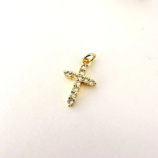 Dije Cruz con Circones – 1,9 cm - Baño de Oro - Glamora