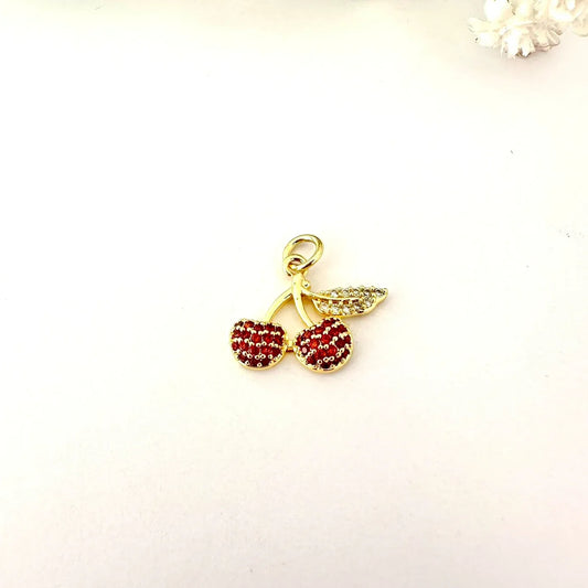 Dije Cerezas con Circones – 1,5 cm - Baño de Oro - Glamora