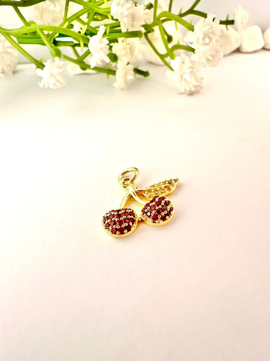Dije Cerezas con Circones – 1,5 cm - Baño de Oro - Glamora